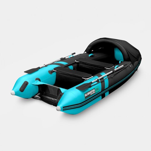 Надувная лодка GLADIATOR E350PRO черно-бирюзовый